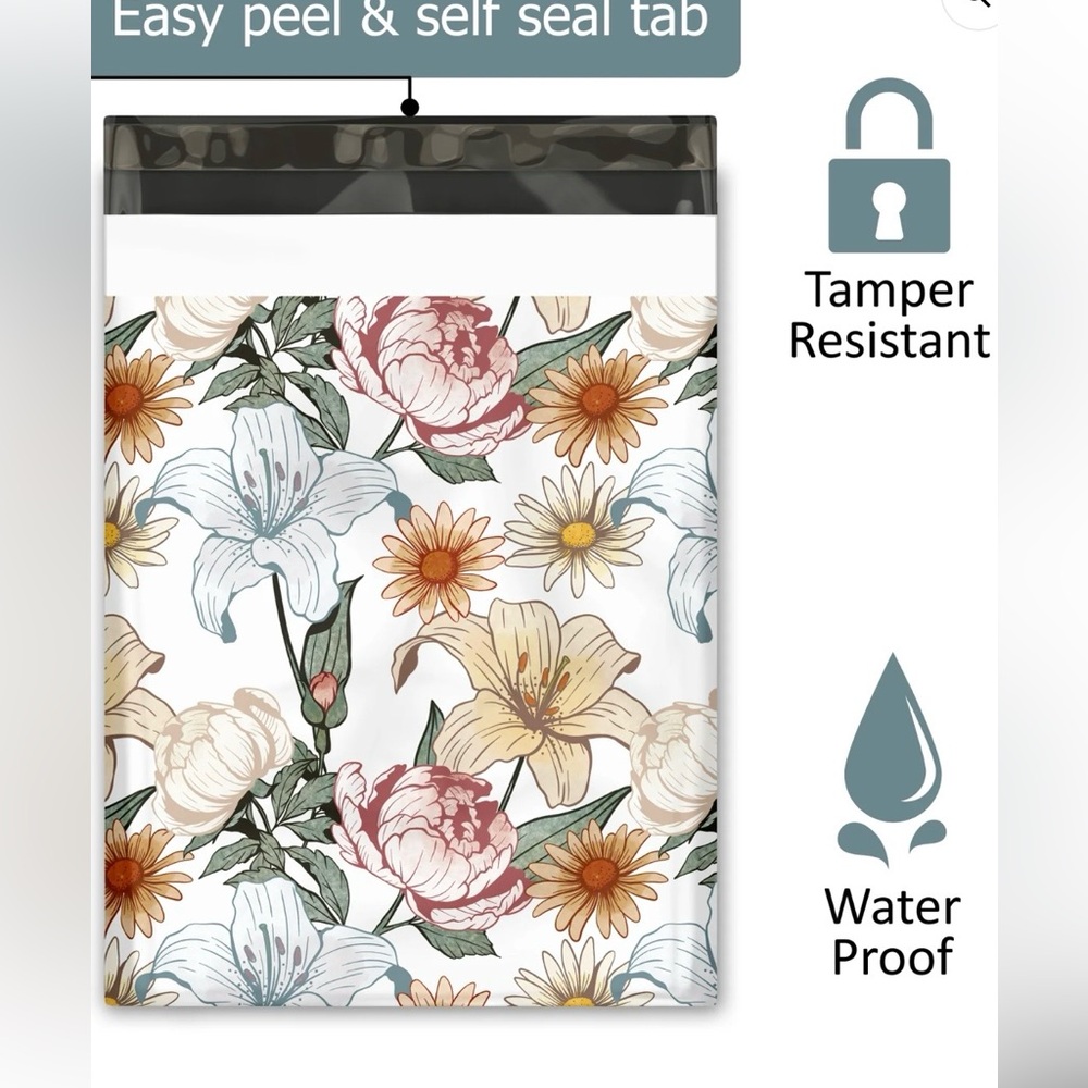 Set of 20 Floral Poly Mailers 10x13 Shipping Bags Boutique Seller Supplies New - Picture 5 of 5